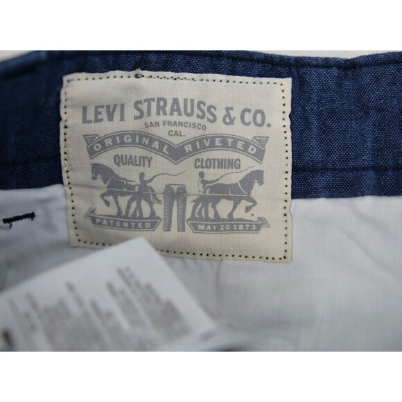 Levi's Cargo Shorts 38 Mens Cotton‎ Linen Blend Blue Stretch Snap Button - Picture 8 of 9